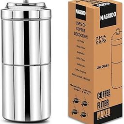 Filter Coffee Maker, Stainless Steel South Indian Coffee Decoction Maker, Makes 2 to 4 Cup, 200 ml Capacity (Pack of 1, Steel) IFilter Coffee Maker for Grounded Filer Coffee Powder-image-58