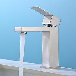 SevenGelok Bathroom Sink Faucet, Single Hole Single Handle Bathroom Sink Faucet, Rv Lavatory Vanity Faucet Brushed Nickel, SF3-BN-24