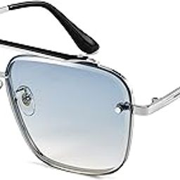 Sunglasses, Fashion Square Pilot Aviator Sunglasses, Vintage Metal Gradient Glasses for Men and Women E1252-picture-51