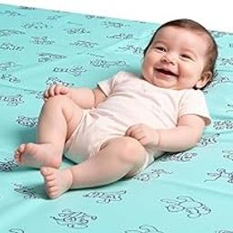 PENTAMED Baby Waterproof Mackintosh Sheet – 100 x 100 cm | Reusable, Soft & Quick Dry Bed/Mattress Protector for Newborns, Toddlers & Kids | Reversible Rubber Sheet for Cribs & Beds (Blue)-image-23