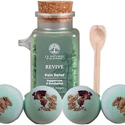 Eucalyptus Bath Salt and Bath Bomb Combo, 200gm Salt, 4 x 60gm Bombs-image-52