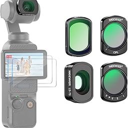 NEEWER Magnetic ND Filter Set Compatible with DJI Osmo Pocket 3 Creator Combo Accessories, Variable ND2-32 Black Mist Diffusion 1/4 CPL 0.72x Wide Angle Lens, HD Optical Glass + 2X Screen Protector-image-9