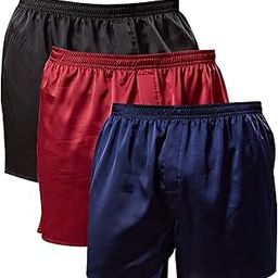 Mens Satin Boxer Shorts Silk Pajamas Bottom Sleepwear Underwear Sleep Shorts (3Pk-(Black+Blue+Red), X-Large), 3pk-(black+blue+red), X-Large-picture-11