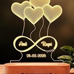 ZOCI VOCI Anniversary Gift for Wife - 3D Illusion Heart Lamp |Engraved Night Lamps Personalized Gifts for Wedding Customized Gifts for Couple |Marriage Gifts (3D Illusion - Medium) LED, Acrylic, Clear-7