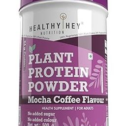 HealthyHey Nutrition Plant Protein Powder, Protein, Low Net Carbs, Non Dairy, Gluten Free, Lactose Free, No Sugar Added, Soy Free, Non-GMO - 500gm (Mocha Coffee)-image-25