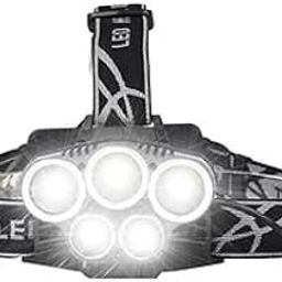 Headlamp Torch, USB Rechargeable Water Resistance 12000 Lumen Ultra Bright Single LED Zoomable Flashlight with Keychain Led Light for Trekking, Camping (New 5 Led Headlamp)-image-93
