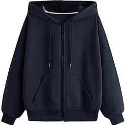 NEOAMBERCasual Solid Full Sleeves Women Stylish Hooded Neck Fleece Zipper Hoodie for Winter-image-11