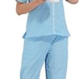 Blue Check Women Cotton Lace Night Suit | Comfortable & Stylish Half Sleeve Co-ord Set | Soft & Cozy Night Top & Pyjama Set-image-22
