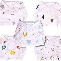 LazyToddler Muslin Padding Nappy Set for Unisex Baby | 100% Cotton Soft & Reusable Langot | Washable Cloth Diapers for Newborns & Infants (Green Dino,Tree,Elephant,Crane,Teddy, XS)-10