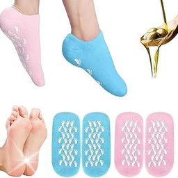 TakshHaven 2 Pair Silicone Socks for Women, Moisturizing Socks, Cracked Heel Repair, Spa Gel Socks-image-44