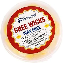 Pujahome Ghee Diya for Puja – 30 Pcs Pack of 4 Cow Ghee Wicks Ghee Batti for Pooja, Festivals, Havans| Long-Lasting, Vegan Ghee Diya Batti with 30-Minute Burning Time-Yellow-image-48