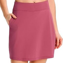 Women's 4 Pockets UPF 50+ 17" Long Tennis Skirt Running Golf Skorts-image-56