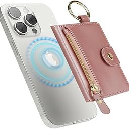 Cavor Compatible with MagSafe Wallet,Magnetic Wallet for iPhone 16 Pro Max/15 Pro/14 Plus/13/12 Series,for Apple wallet magsafe with Adjustable Stand,Mag safe Phone Wallet Zipper-Pink-picture-5