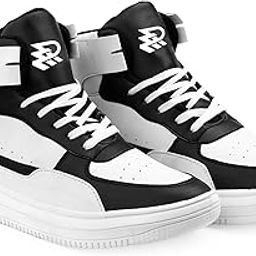 High-Top Basketball Sneakers, Black and White, Athletic Sports Shoes-image-19