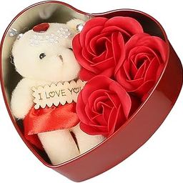 Webelkart Artificial Flower Gift Box (Red, 3 Piece), Artificial Flora-image-45