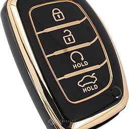 Shopoflux® TPU Key Cover Compatible with Hyundai Alcazar and Creta Car 4 Button Smart Key (Black)-image-1
