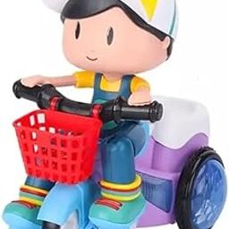 KAVIH Musical 360 Degree Rotating Stunt Tricycle Dancing Doll with 4D Lights and Sound - Bump and Go Battery Operated Toy for 1 Year Old Kids Boys Girls, Multicolor-picture-12