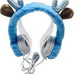 bnf Wired Plush Antlers Headset with Microphone HiFi for Gaming Kid Adult Blue-28