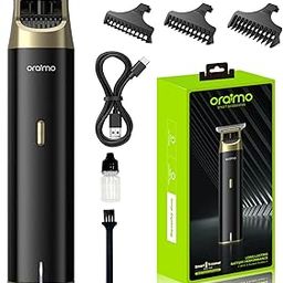 Oraimo Beard Trimmer for Men with Patented Zero Gapped Baldheaded T-Blade Trimmer with Close Cutting |150 mins Runtime | 2x Fast Type C Charging | Stainless Steel Blades | Professional Beard Trimmer and Shaver For Men| 3 Guide Combs-0