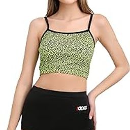 Leopard Green Padded Crop Top with Black Shorts Two Piece Swim Wear/Suit for Women-image-47
