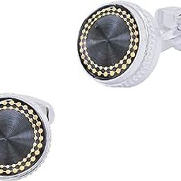 Gold Black Brass Office Formal Shirt Blazer Cufflinks Pair Men Gift Box-32