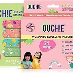 Ouchie Fanstasy Creatures Print Mosquito Repellent Patches (24 Patches) & Ouchie Non-Toxic Printed Bandages - Lime Green (20 Strips)-image-91