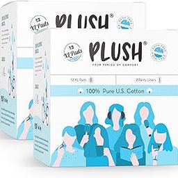 Plush Ultra-Thin Sanitary Pads for Women, 12 XL Pcs- Pack of 2 | For Medium Flow | 2 Free Panty Liners | 100% Rash-Free | Pure U.S. Cotton Pads | Affordable Sanitary Pads-image-47