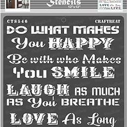 CrafTreat Quotes Stencils for Kitchen - Happy Smile - Size: 12X12 Inches - Home Decor Word Stencils for Wall Painting - Kitchen Wall Stencil for Craft and Art - Kitchen Stencils for Wall-image-38