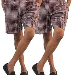 Men's Regular Fit Cotton Checkered Nightwear Boxer Shorts Pack of 2(Size-XXL) Multicolour-picture-25