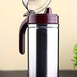 GANESH Multipurpose Stainless Steel Handy Oil Pourer, Food Grade Plastic Olive Oil, Vinegar Dispenser, Dust and Leak Proof Jar, Multicolour (1000 ML)-28
