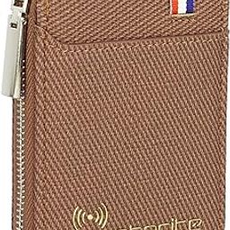 9 Slot Vertical RFID Leather Woven Pattern Credit Debit Card Holder Money Wallet Zipper Coin Purse for Men Women – (Brown-11.5 x 2 x 8 Cm)-picture-10