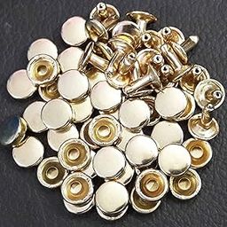 Tia Rivet Button Round Shaped Metal Rivets for DIY Leather Shoes Bag Bracelet Style Rapid Studs (50Pcs, 10mm-Gold)-image-44