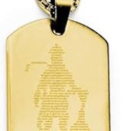 Gold-Tone Stainless Steel Warrior Engraved Dog Tag Pendant with Chain for Men | Stylish Religious/Army Style Necklace-71