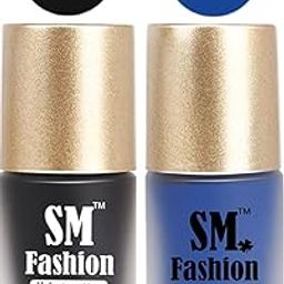 SM FASHION Nail Polishes, Black-Blue Velvet Matte Nail Paint Combo Set of 2 Pcs 7ml each-14