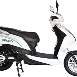 Green Elaan Low Speed Electric Scooter Non RTO 60KM Range White with Portable Charger-image-85