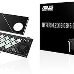 ASUS Hyper M.2 x16 Gen5 Card (PCIe 5.0/4.0) Supports Four NVMe M.2 (2242/2260/2280/22110) Devices up to 512 Gbps for AMD and Intel® Platform RAID Functions.-32