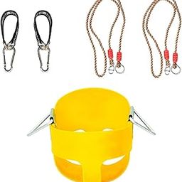 Swing Seat Swing Sets with Hooks High Back Bucket Swing for Tree Indoor Yard Yellow-picture-19
