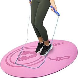 Cortina 52"x32" Non-Slip Jump Rope Mat Indoor Outdoor, Thick Workout Mat, Shock Absorbing Jumprope Mat For Crossrope, Exercise Mat, Durable Jump Rope Pad, Oval Exercise Mat Thick with Design, Pink-image-31
