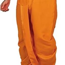 Mens Multicolored Panjakejam Readymade Golden Zari Border Dhoti Silk Free Size-picture-3