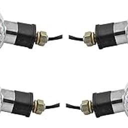 A2D Orginal Style OEM Bike Turn Inidicators Clear Glass Amber Orange Lights Set Of 4 for Bajaj Boxer AT, LED-25