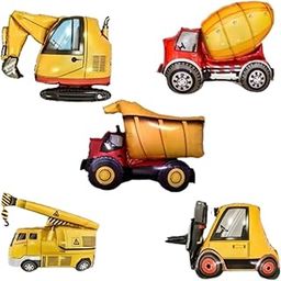 FI - FLICK IN 5 Pcs Construction Birthday Theme Truck Decoration Items, Foil Balloon, JCB Party Birthday Decorations Set for Kids (Pack of 5, Multicolor)-image-62