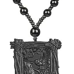 Black Owl Painting Pendant Necklace Handmade Resin Artistic Charm Adjustable Beaded Chain Symbolic Jewelry Gift for Men & Women-image-86