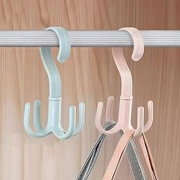 Paper Moon 4 PCS Multi-Function 360 Degree Rotatable 4 Claw Hook Hangers for Closet Organizer Clothes Hangers - Multicolor-image-35