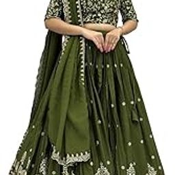 Aika Creation Women's Vichitra Embroidered Semi-Stitched Lehenga Choli Juli LH-New-picture-16