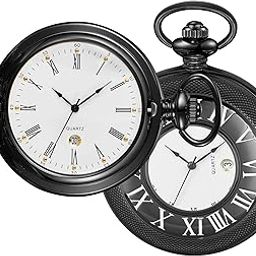 Hollow Roman Digital Pocket Watch Cover for Men, Calendar Roman Dial Men's Quartz Pocket Watch with Chain for Christmas Graduation Birthday Fathers Day Mothers Day Gifts-picture-16