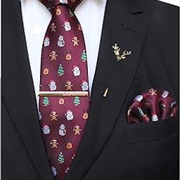 Festival Christmas Tie and Pocket Square with Tie Clip and lapel pin Set-image-29