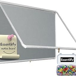 Essentiify Notice Board with Glass Door 2x3 Feet - Multi-use Board Ideal as Vision Board for Manifestation, Notice Board for Office with pins, Pin Board for Study Room, Notice Board for Home (Grey)-image-70