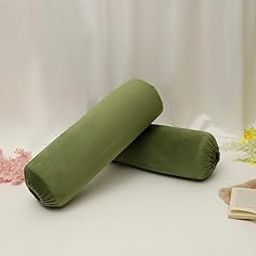THE CONVERSION Set of 2 Premium Super Soft Velvet Pure Mercerized Fabric Solid Design Green Color Bolster Cover/Load Cover 2 pc - 15"x30" (38 cm x 75 cm)-12