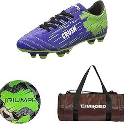 Charged Sports Bag Artize Brown With Gowin Football Shoe Crush Blue Green Size-6 And Triumph Football Pvc Boss Green-image-39