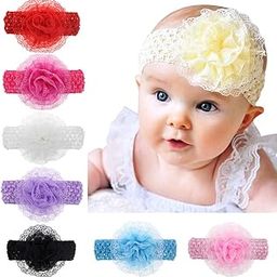 Beyter Baby Basics Company Crochet Cutwork Flower Headband, Synthetic Headband for Baby Girls, Pack of 6 - Multicolor-picture-51